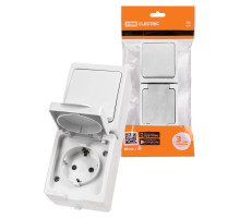 TDM Блок (вертикальный) выключатель 1-кл. + розетка 2П+З с з/ш БКВР IP54 белый 