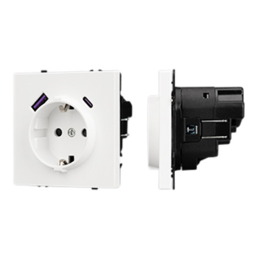 Механизм розетки с USB зарядкой SCT-NOBE-MUAC-SFPL-WH (230V, 16A) (Arlight, Белый кварц)