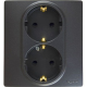 Розетка двойная с заземлением - Legrand Etika - со шторками в сборе 16А 250В безвинтовые зажимы - антрацит