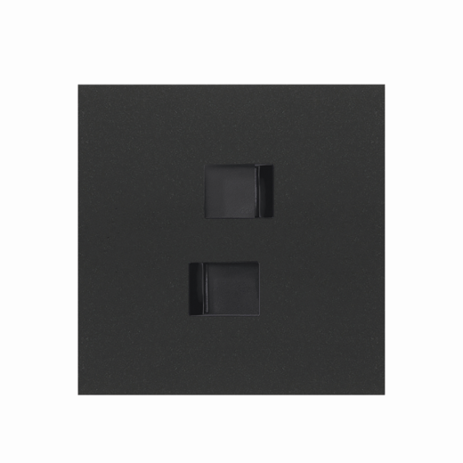 Simon 100 Черный матовый  Кит 1 пост, фронт. Накладка на 2 розетки RJ45