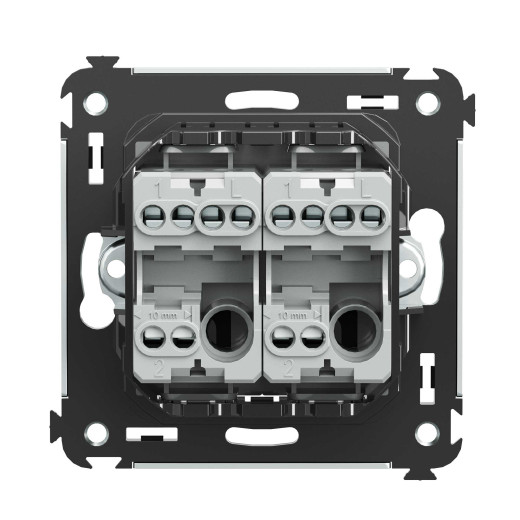 Переключатель двухклавишный в стену, Avanti, черный матовый