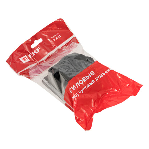 Роз. (колодка) одномест. с защит. крышкой каучуковая 230В 2P+PE 16A IP44 EKF Марс