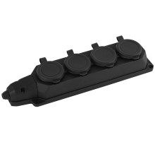 ЭРА Колодка K-4e-B-IP44 каучуковая с заземлением 4 розетки 16A IP44 черная