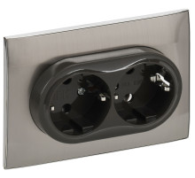 IEK SKANDY Никель Розетка 2-ая с/з без защитных шторок 16А в сборе SK-R08N