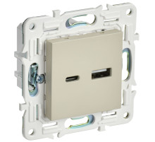 IEK SKANDY Бежевый Розетка USB A+C 3,1А SK-R14B