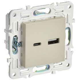 IEK SKANDY Бежевый Розетка USB A+C 3,1А SK-R14B