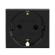 Розетка силовая 2Р+Е, со шторками, Viva, 2 мод., цвет черный