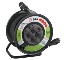 ЭРА Удлинитель силовой RMx-4es-3x2.5-40m-IP44(KG) на металлической катушке c заземлением 4 розетки 40м КГ 3х2.5мм2