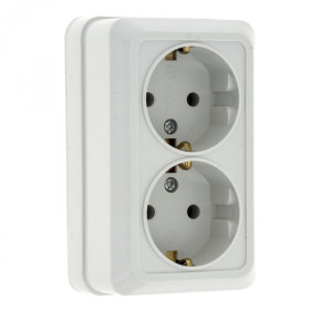 EKF PROxima Рим Розетка 2-местная 16А с заземлением белая.