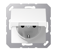 JUNG Штепсельная розетка SCHUKO 16A 250V~ с защитой от детей с крышкой термопласт белая