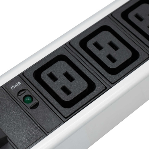 Блок распределения питания (PDU) 0U 16A с индикацией и автоматом, 1P Вых:12 C19, Вх:С20