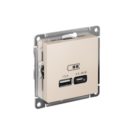 Systeme Electric AtlasDesign Беж USB Розетка A + тип-C 45W высокоскор.заряд. QC,PD, мех.