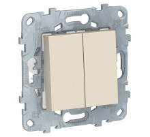 Schneider Electric Unica New Беж Переключатель 2-клавишный, перекрестный, 2 x сх. 7, 10 AX, 250В