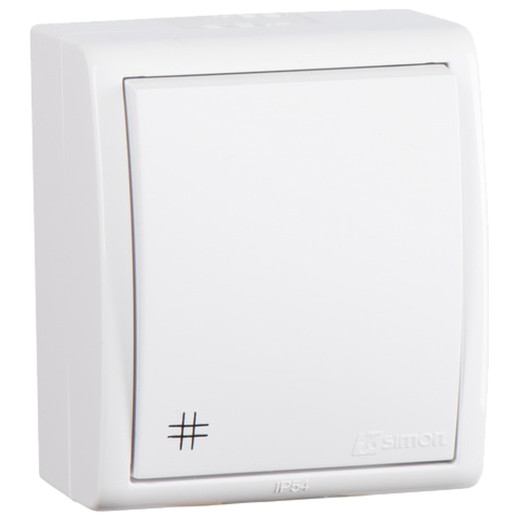 Simon15 Aqua Белый Переключатель 1-клавишный перекрестный с/п наружный, IP54