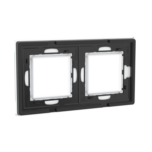 Рамка из натурального стекла 2 поста (4 мод.), Avanti, белая