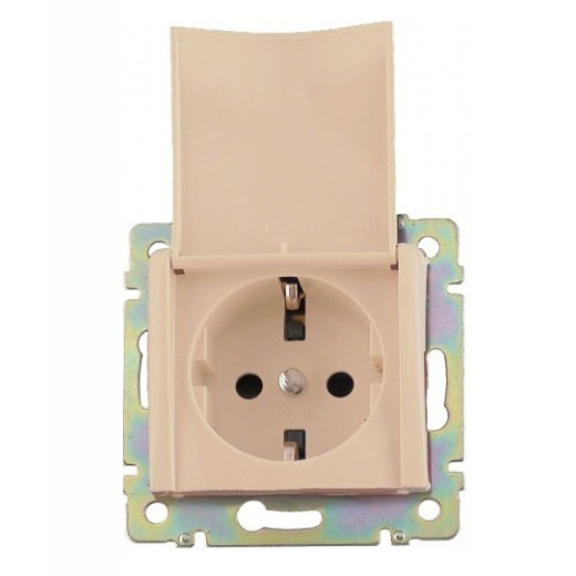 Розетка с заземлением - Legrand Valena - со шторками с защитной крышкой 16А 250В винтовые зажимы - слоновая кость