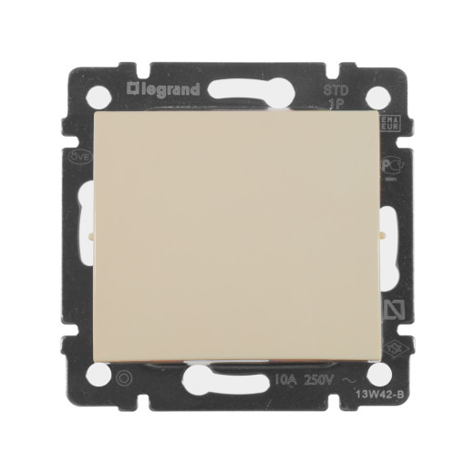 Выключатель кнопочный одноклавишный - Legrand Valena - 10А 250В схема 1P безвинтовые зажимы - слоновая кость