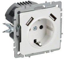 IEK BRITE Роз. с з/к/ш 16А с USB A+A 2,1А РЮш10-1-БрАБ а/б