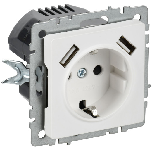 BRITE Роз. с з/к/ш 16А с USB A+A 2,1А РЮш10-1-БрАБ а/б IEK