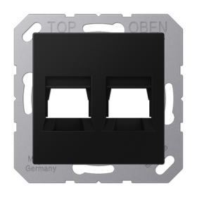 JUNG A Flow/A 550 Черный матовый Kрышка для 2-х разъемов для UMA разъемов, без видимого винта, подпружиненная шторка