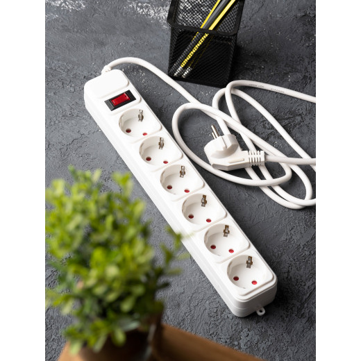 Сетевой фильтр 6*1,8м 16А/3,2кВт с выкл. c/з ПВС 3x1,0 Блокбастер XL EKF PROxima