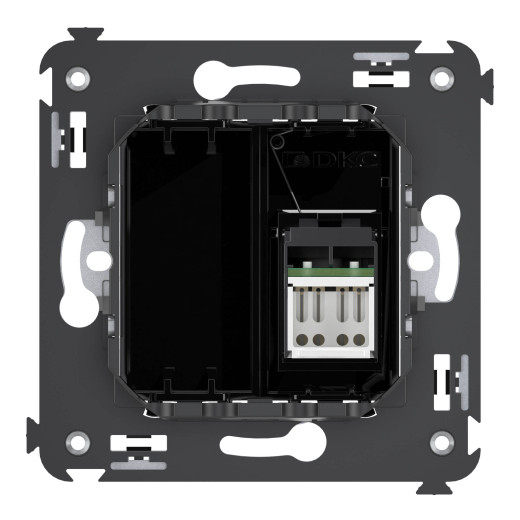 Компьютерная розетка RJ-45 в стену, кат.5e одинарная, Avanti, черный квадрат