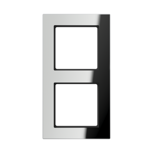 Рамка для вертикальной и горизонтальной установки, 2 поста, стекло, серебряный(зеркальный), A CREATION