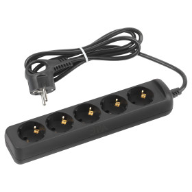 ЭРА Удлинитель электрический UX-5e-1,5m-B с заземлением 5 розеток 1,5 м ПВС 3х0,75мм2 10А черный