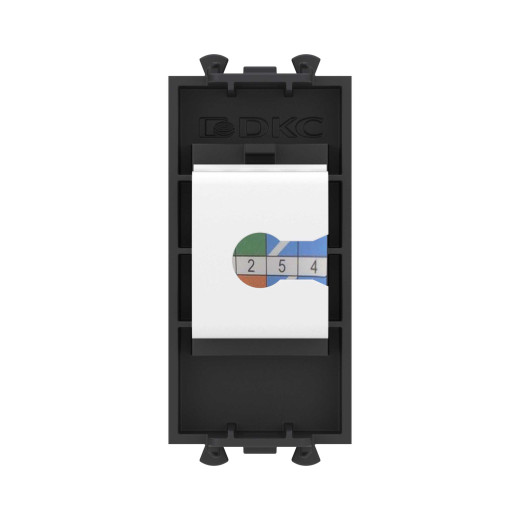 Компьютерная розетка RJ-45 без шторки модульная, кат.5е, Avanti, черный матовый, 1 модуль