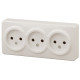 Розетка ЭРА Эксперт 11-2207-02 тройная 3х2P 16A-250В IP20 ОУ горизонт. слоновая кость