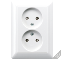 JUNG Сдвоенная розетка в одну монтажную коробку, слоновая кость