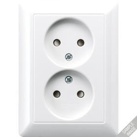 JUNG Сдвоенная розетка в одну монтажную коробку, слоновая кость