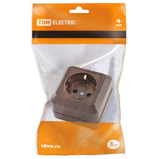 Розетка 2П+З открытой установки IP20 16А, бук 