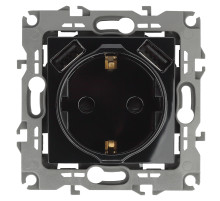ЭРА Розетка Серия 12 12-4109-06 2P+E 16A-250В штор. с 2xUSB 5В-3А чёрный