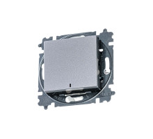 ABB EPJ Levit серебро / дымчатый чёрный Переключатель 1-кл, с ориент, подсветкой