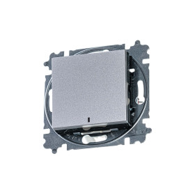 ABB EPJ Levit серебро / дымчатый чёрный Переключатель 1-кл, с ориент, подсветкой