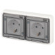 Розетка ЭРА Эксперт 11-2523-01 двойная с заземлением с крышкой 2х2P+E горизонт. IP55 16A-250В СУ белый