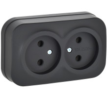 IEK GLORY Роз. 2-я без з/к/ш о/у 10А РС22-2-ХЧм черн. м.