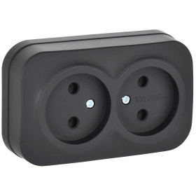 IEK GLORY Роз. 2-я без з/к/ш о/у 10А РС22-2-ХЧм черн. м.