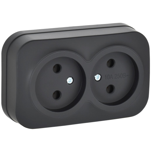 GLORY Роз. 2-я без з/к/ш о/у 10А РС22-2-ХЧм черн. м. IEK