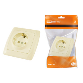 TDM Розетка 2П+З 16А 250В с защ. шт. сл. кость 