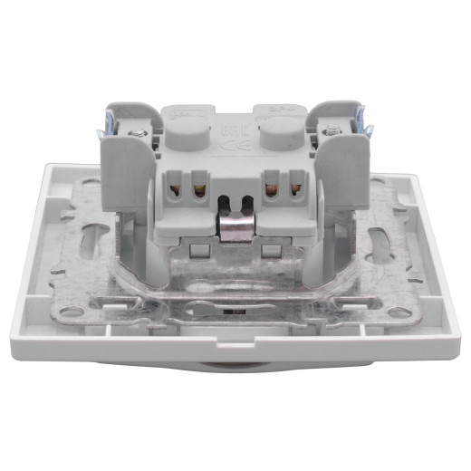 Минск Розетка 1-местная СП с заземлением и крышкой 16А белая с защ. штор. EKF Basic