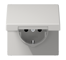JUNG Штепсельная розетка SCHUKO 16A, 250V~  с крышкой, светло-серый