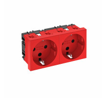 OBO Bettermann Розетка силовая 0° с кодом двойная 2х2К+З, 2 модуля Modul45, 45х90 мм, со шторками 16А 250В красная