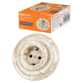 TDM Розетка скрытой установки фарфоровая 2П+З 16А 250В мраморная «Болонь»