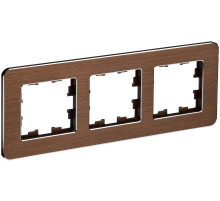 IEK BRITE DECOR Коричневый металл. скругл.угол Рамка 3-мест. РУ-3-1-Бр RE AL