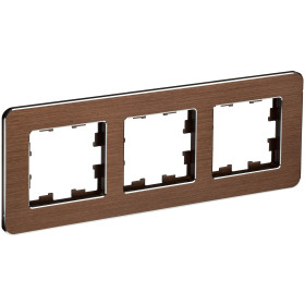 IEK BRITE DECOR Коричневый металл. скругл.угол Рамка 3-мест. РУ-3-1-Бр RE AL