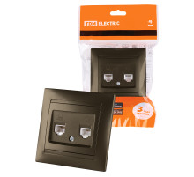 TDM Розетка телефонная RJ11 + компьютерная RJ45 бронза 