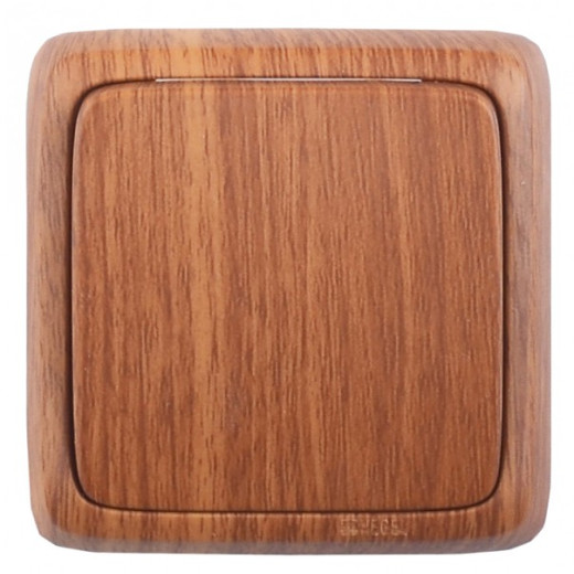 ВА16-113-05 Выключатель открытой установки, одноклавишный, с изолирующей пластиной, цвет дуб