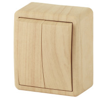 ЭРА Выключатель Эксперт 11-1204-11 двойной 10АХ-250В IP20 ОУ сосна